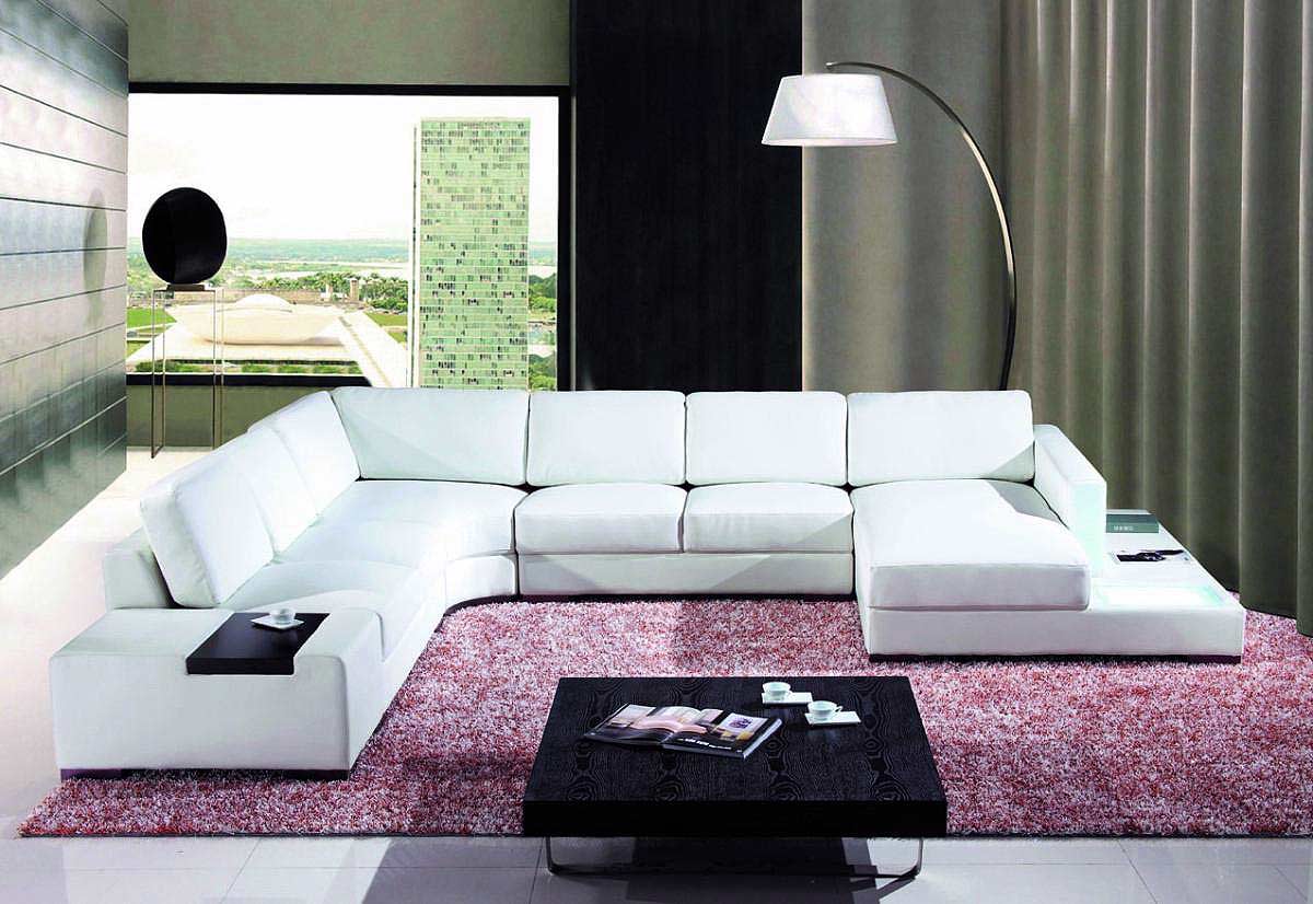 white leather and chrome sectional sofa