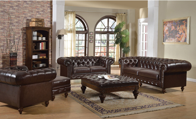 Tuffted bonded leather sofa set AC Semadara