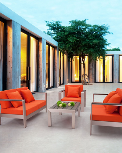 Modern Orange Outdoor Set ZU51