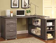 Weathered Grey L-Shape Desk with Silver Hardware CO 518