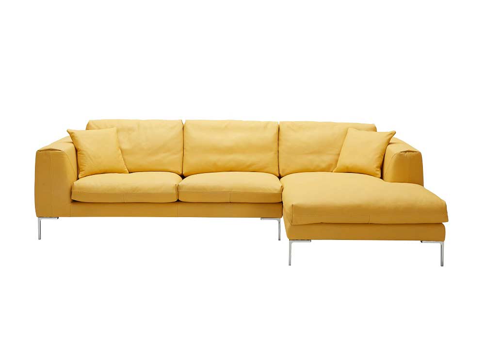 yellow leather sectional sofa