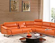 Modern Orange Leather Sectional Sofa EF533
