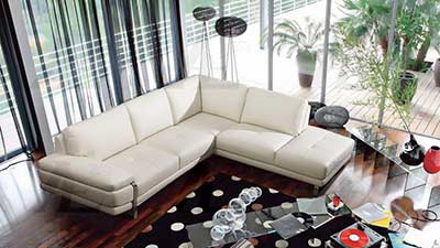 White Leather Sectional Sofa AE 025