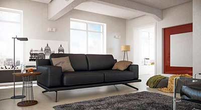 Dark Grey Leather  Sofa 85