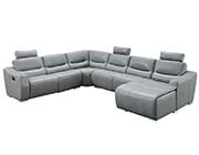 Gray Leather Sectional Sofa with Recliner EF 144