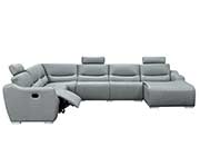 Gray Leather Sectional Sofa with Recliner EF 144