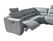 Gray Leather Sectional Sofa with Recliner EF 144