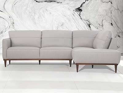 Top Grain Leather Sofa AC Tiziana in Pearl Gray