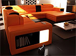 Orange Leather Sectional Polaris Mini