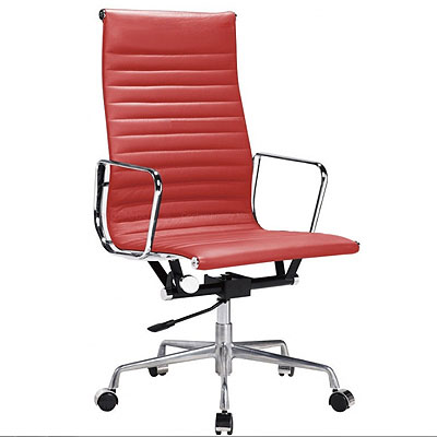 High back red leatherette office chair CR2180