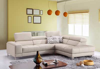 Light Grey Premium Leather Sectional Sofa J90