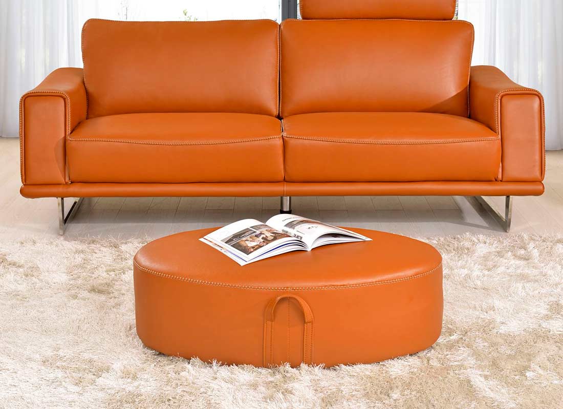 orange leather sofa and loveseat