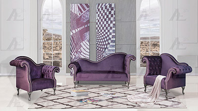 Purple Fabric Sofa Set AE601