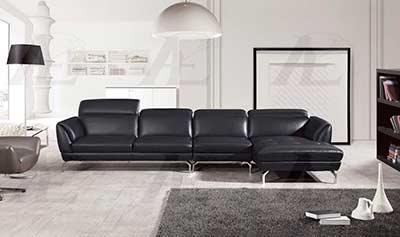 Black Italian leather sectional AEK 023