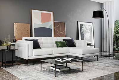 Murray 440 White Leather sofa by Moroni