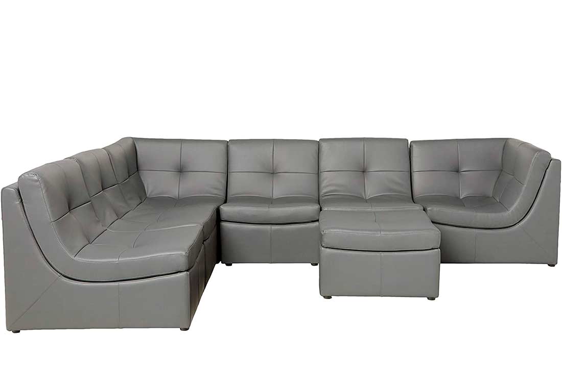 gray leather modular sofa