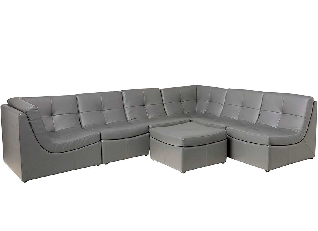 gray leather modular sofa