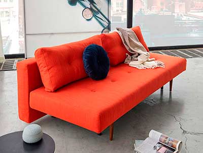 Orange Fabric Sofa Bed IL 704