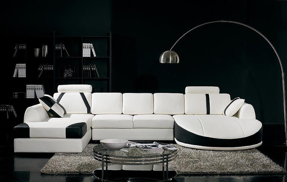 Leather Sectional Sofa Modern Contemporary Art Deco 57