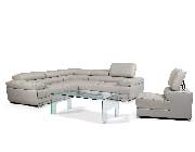 Light Gray Leather sectional sofa EF 119