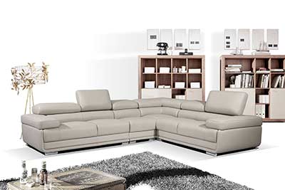 Light Gray Leather sectional sofa EF 119