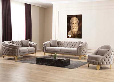 Fabric Sofa in Taupe Delphi