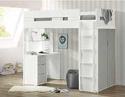 Loft Bed with Desk and Wardrobe in Blue Nerice ACME