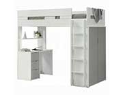 Loft Bed with Desk and Wardrobe in Blue Nerice ACME