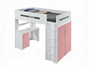 Loft Bed with Desk and Wardrobe in Blue Nerice ACME