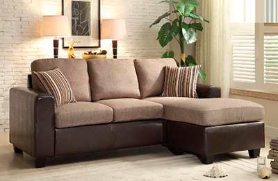 Beige Sofa with Reversible Chaise HE401