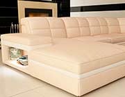 Cream and White leather sectional sofa VG130