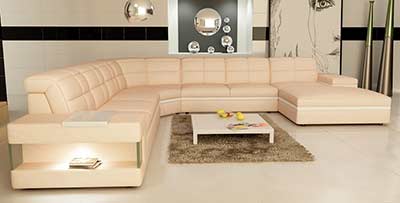 Cream and White leather sectional sofa VG130