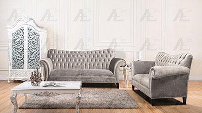 Silver Fabric Sofa Set AE604