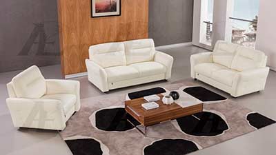 White Italian leather sofa set AE090