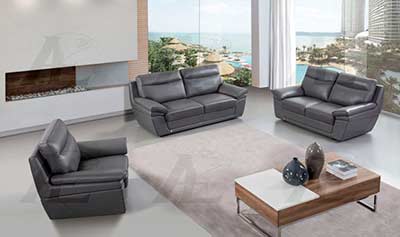 Gray Italian leather sofa set AEK 092