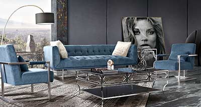 Blue Velvet Sofa DS Broadway