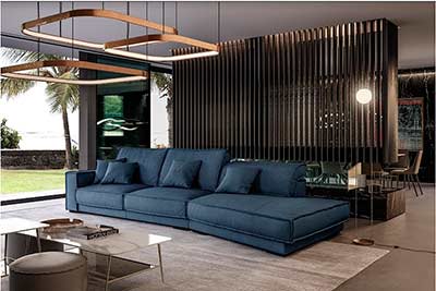 Blue Leather Sectional Sofa VG Conception