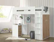 Loft Bed with Desk and Wardrobe Oak Nerice by ACME