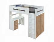 Loft Bed with Desk and Wardrobe Oak Nerice by ACME
