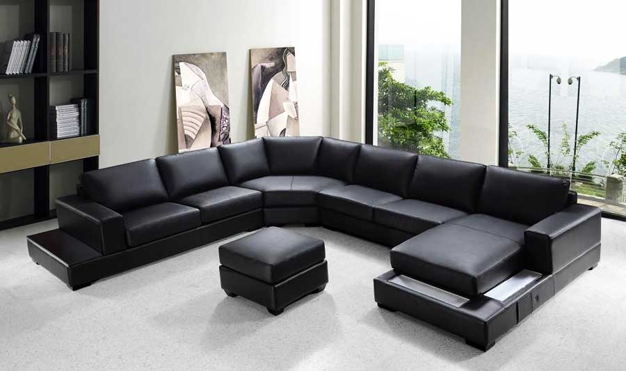 black leather sectional sofa bed