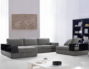 Brown Fabric Sectional with Ottoman VG39