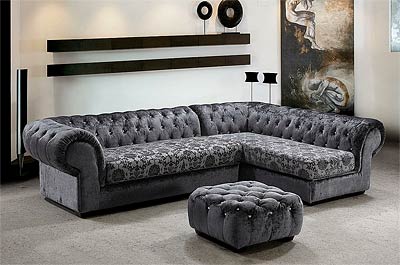 Grey Dream Mini Micro Fiber Sectional Sofa with Ottoman