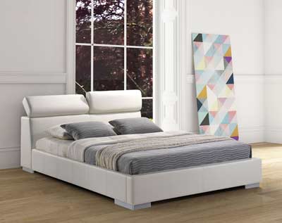 Leatherette Platform bed in White Z214