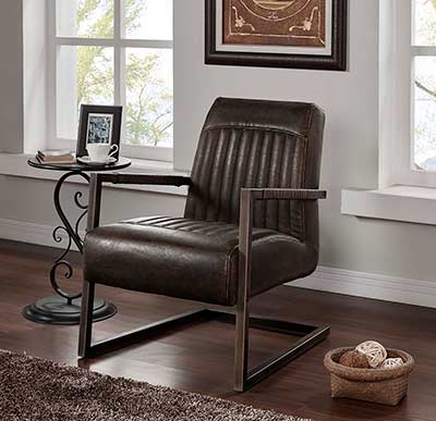 Rubbed Brown Leatherette Accent Chair NP 006