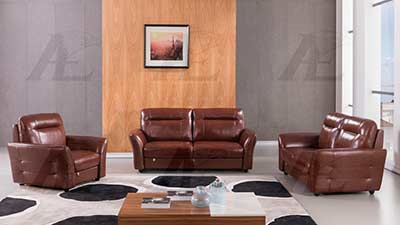 Brown Italian leather sofa set AE090