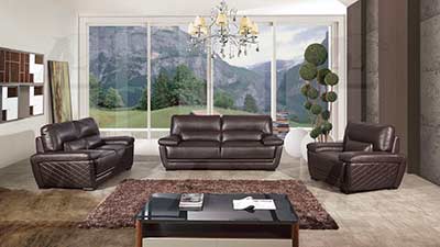 Dark Brown Italian leather sofa set AEK 019