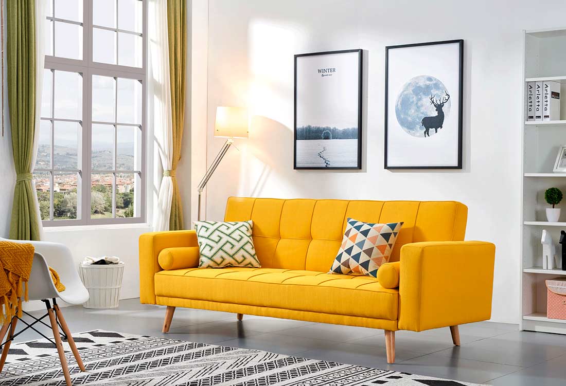 yellow sofa bed ebay