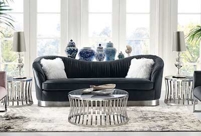 Gray Velvet Sofa DS Pauline