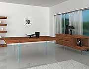 modern wall unit walnut glass shelves NJ 311