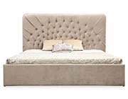 Glam Beige Velvet and Brushed Brass Bed